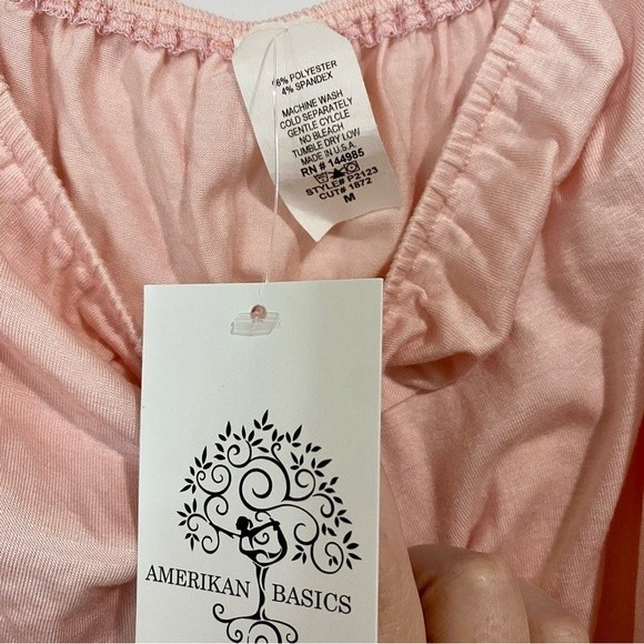 Amerikan Basics Women’s Off The Shoulder Loose Tee Pink NWT - Picture 4 of 7